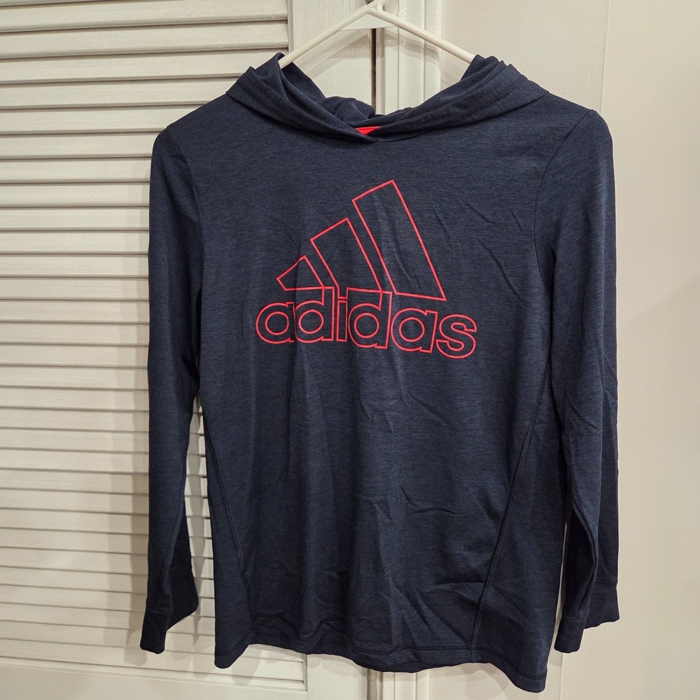 Youth Adidas Heathered Navy Blue Lightweight Long-Sleeve Pullover Size 10/12 M